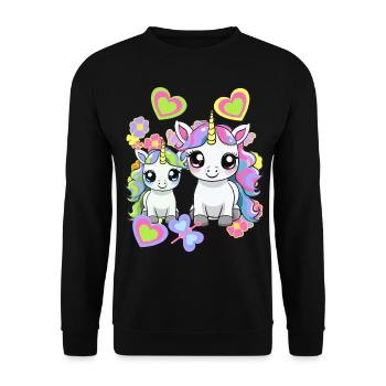 Unicorn Unicorns Child Kids Baby Birthday - Unisex Sweatshirt - black - Front - Alina (178cm) & Michal (187cm)