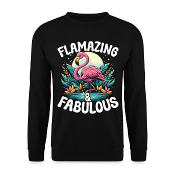 Flamazing & Fabulous! Flamingo - Unisex Sweatshirt - black - Front - Alina (178cm) & Michal (187cm)