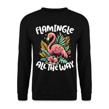 Flamingle All the Way! Flamingo - Unisex Pullover - Schwarz - Vorne - Alina (178cm) & Michal (187cm)