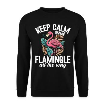 Keep Calm and Flamingle On Flamingo - Unisex Sweatshirt - black - Front - Alina (178cm) & Michal (187cm)
