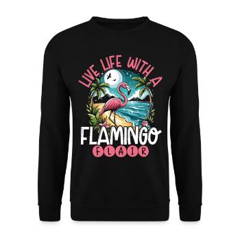Live Life with a Flamingo Flair - Unisex Sweatshirt - black - Front - Alina (178cm) & Michal (187cm)