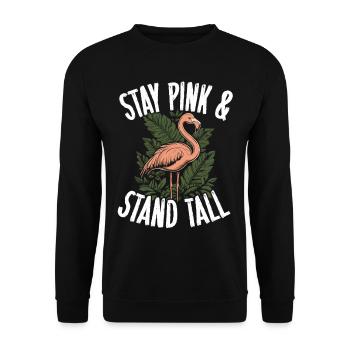 Stay Pink And Stand Tall Flamingo - Unisex Sweatshirt - black - Front - Alina (178cm) & Michal (187cm)