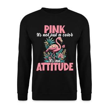 Pink Is Not Just a Color It's an Attitude Flamingo - Unisex Sweatshirt - black - Front - Alina (178cm) & Michal (187cm)