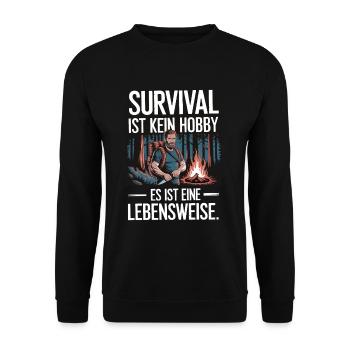 Survival ist kein Hobby es ist eine Lebensweise - Unisex Pullover - Schwarz - Vorne - Alina (178cm) & Michal (187cm)
