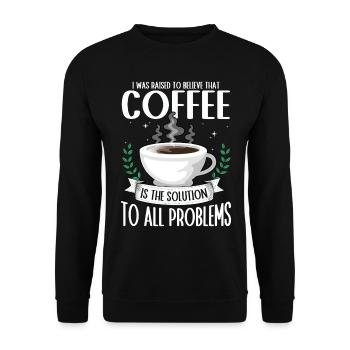 Le café : la solution à tous les problèmes Le café - Sweat-shirt Unisexe - noir - Devant - Alina (178cm) & Michal (187cm)