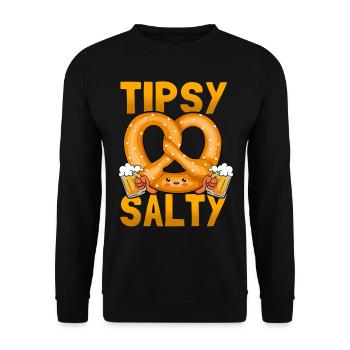 Tipsy Salty Pretzel German Salty Humorous - Unisex Sweatshirt - black - Front - Alina (178cm) & Michal (187cm)