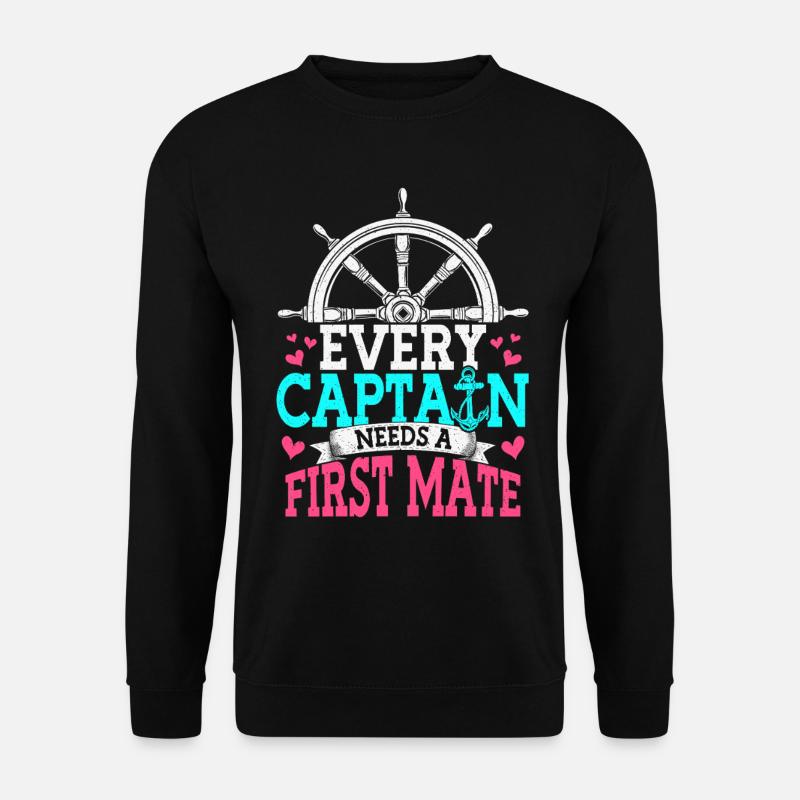 Jeder Kapitän Braucht Einen Ersten Maat Boot - Unisex Pullover - Schwarz