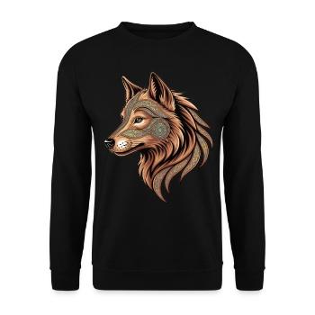 Tête de loup mystique - Sweat-shirt Unisexe - noir - Devant - Alina (178cm) & Michal (187cm)