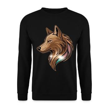 Stilisierter Wolfskopf Logo - Unisex Pullover - Schwarz - Vorne - Alina (178cm) & Michal (187cm)