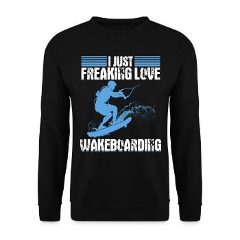 Watersports Wakesurfing - I just freaking love - Unisex Pullover - Schwarz - Vorne - Alina (178cm) & Michal (187cm)