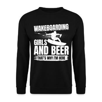 Wakeboard Les filles et la bière, c’est pourquoi je suis ici - Sweat-shirt Unisexe - noir - Devant - Alina (178cm) & Michal (187cm)
