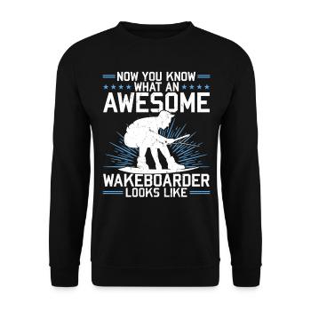 Now You Know What An Awesome Wakeboarder Looks - Unisex Pullover - Schwarz - Vorne - Alina (178cm) & Michal (187cm)