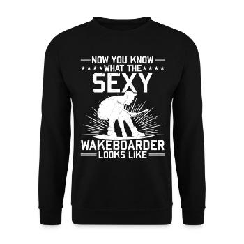 Now you know what the sexy wakeboarder looks like - Unisex Pullover - Schwarz - Vorne - Alina (178cm) & Michal (187cm)