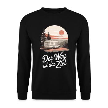 Der Weg ist das Ziel - Unisex Pullover - Schwarz - Vorne - Alina (178cm) & Michal (187cm)