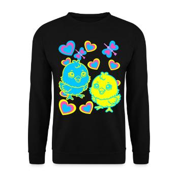 Pâques Enfants Enfant poussin Rétro des années 80 des années 90 - Sweat-shirt Unisexe - noir - Devant - Alina (178cm) & Michal (187cm)