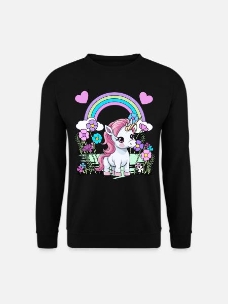 Einhorn Einhörner Fabelwesen Fabeltiere Kind - Unisex Pullover - Schwarz