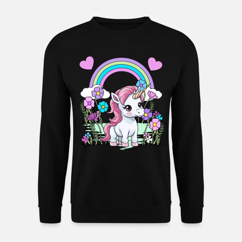 Einhorn Einhörner Fabelwesen Fabeltiere Kind - Unisex Pullover - Schwarz