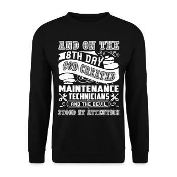 God Created Maintenance Technician - Unisex Sweatshirt - black - Front - Alina (178cm) & Michal (187cm)