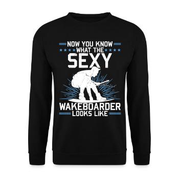 Now you know what the sexy wakeboarder looks like - Unisex Pullover - Schwarz - Vorne - Alina (178cm) & Michal (187cm)