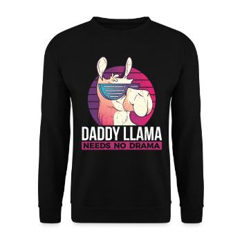 Daddy Llama Needs No Drama - Funny Llama Dad - Unisex Pullover - Schwarz - Vorne - Alina (178cm) & Michal (187cm)