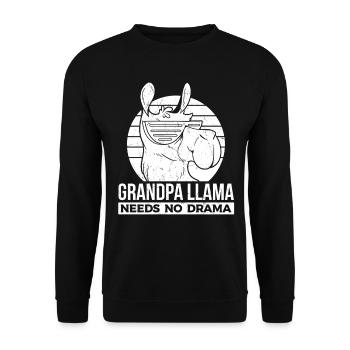 Grand-père lama n’a pas besoin de drame - Llama Grand-père - Sweat-shirt Unisexe - noir - Devant - Alina (178cm) & Michal (187cm)