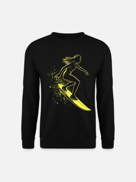 Stylische Surferin Wellenreiten Surfen Surfer - Unisex Pullover - Schwarz