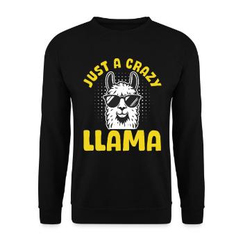 Funny Llama Lover Alpaca Farmer - Just a crazy - Unisex Pullover - Schwarz - Vorne - Alina (178cm) & Michal (187cm)