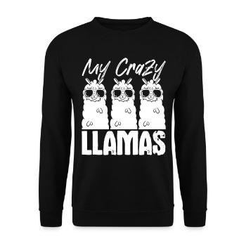 My crazy Llamas - Funny Llamas Funny Alpacas - Unisex Pullover - Schwarz - Vorne - Alina (178cm) & Michal (187cm)