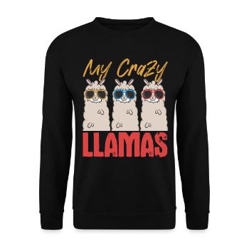 Funny Llamas Funny Alpacas - My crazy Llamas - Unisex Pullover - Schwarz - Vorne - Alina (178cm) & Michal (187cm)