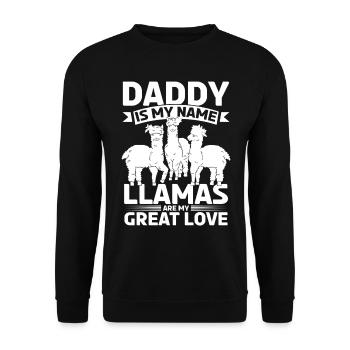 Papa est mon nom, les lamas sont mon grand amour - Lama - Sweat-shirt Unisexe - noir - Devant - Alina (178cm) & Michal (187cm)