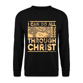 Je peux tout faire par le verset biblique du Christ Jésus - Sweat-shirt Unisexe - noir - Devant - Alina (178cm) & Michal (187cm)