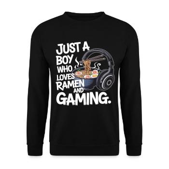 Ramen & Gaming - un design de nerd amusant pour les joueurs - Sweat-shirt Unisexe - noir - Devant - Alina (178cm) & Michal (187cm)