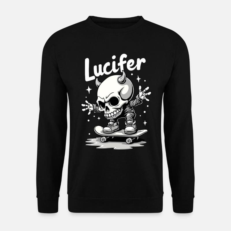 Skater Skelett Lucifer Teuflisch cool unterwegs - Unisex Pullover - Schwarz