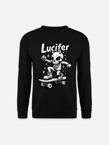 Skater Skelett Lucifer Teuflisch cool unterwegs - Unisex Pullover - Schwarz