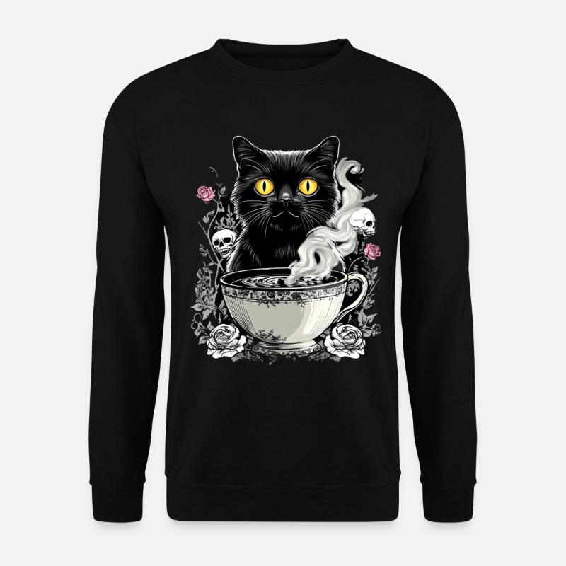 Mystical : Chat avec crâne café - Sweat-shirt Unisexe - noir