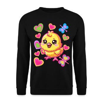 poussins printemps pâques pâques poules poules bébé - Sweat-shirt Unisexe - noir - Devant - Alina (178cm) & Michal (187cm)