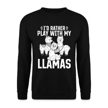 Alpaca Lover Llama Lover - I'd rather play with my - Unisex Sweatshirt - black - Front - Alina (178cm) & Michal (187cm)