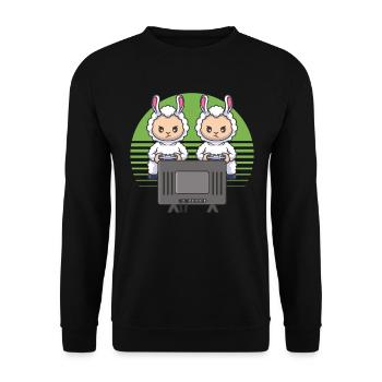 Funny Llama gaming Video Gaming Funny Gaming Llama - Unisex Sweatshirt - black - Front - Alina (178cm) & Michal (187cm)