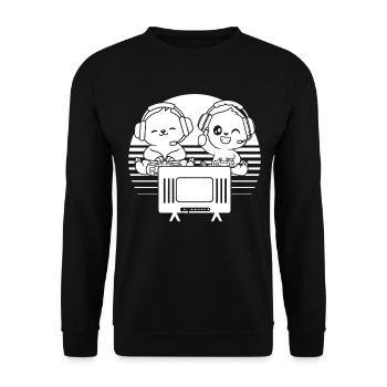 Video Gaming Sloth Gaming Funny Gaming Sloth - Unisex Pullover - Schwarz - Vorne - Alina (178cm) & Michal (187cm)