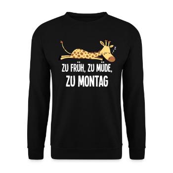 Trop tôt pour lundi Girafe Matin Grouch Cadeau - Sweat-shirt Unisexe - noir - Devant - Alina (178cm) & Michal (187cm)