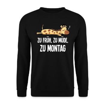 Giraffe Early To Monday Morning Grouch Gift - Unisex Sweatshirt - black - Front - Alina (178cm) & Michal (187cm)