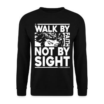 Marcher par la foi et non par la vue 2 Corinthiens 5:7 - Sweat-shirt Unisexe - noir - Devant - Alina (178cm) & Michal (187cm)