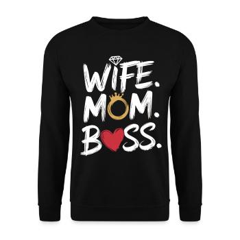 Ehefrau. Mama. Chefin. – Powerfrauen Geschenk - Unisex Pullover - Schwarz - Vorne - Alina (178cm) & Michal (187cm)