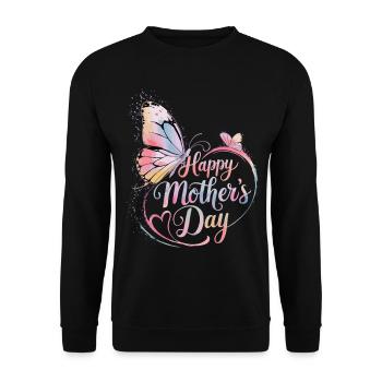 Happy Mother's Day – Butterfly Watercolor Design - Unisex Sweatshirt - black - Front - Alina (178cm) & Michal (187cm)