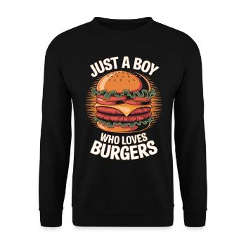 Für echte Burger-Fans – Lustiges Fast-Food-Design - Unisex Pullover - Schwarz - Vorne - Alina (178cm) & Michal (187cm)