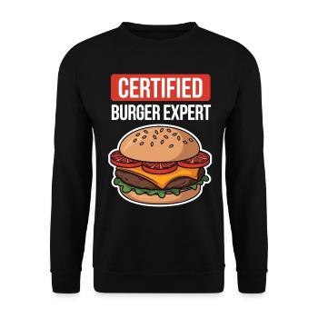 Burger Experte – Lustiges Grill- & Fast-Food-Shirt - Unisex Pullover - Schwarz - Vorne - Alina (178cm) & Michal (187cm)