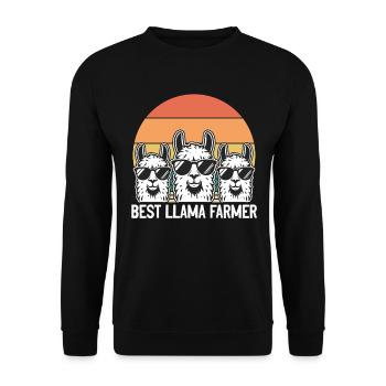 Funny Alpaca Farmer - Best Llama Farmer - Unisex Pullover - Schwarz - Vorne - Alina (178cm) & Michal (187cm)