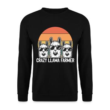 Funny Alpaca Llama Farmer - Crazy Llama Farmer - Unisex Sweatshirt - black - Front - Alina (178cm) & Michal (187cm)