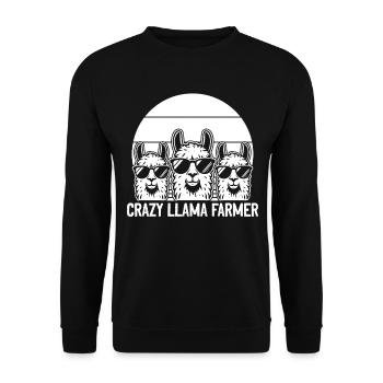 Funny Alpaca Farmer - Crazy Llama Farmer - Unisex Pullover - Schwarz - Vorne - Alina (178cm) & Michal (187cm)