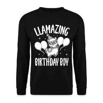LLamazing birthday Boy - Funny Llama Birthday - Unisex Sweatshirt - black - Front - Alina (178cm) & Michal (187cm)